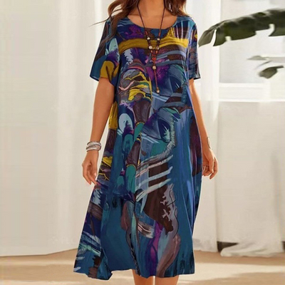 Serafina | Chic Midi Dress Featuring Abstract Print