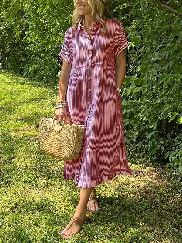 Reeta | Striped Shirt Dress with Pockets