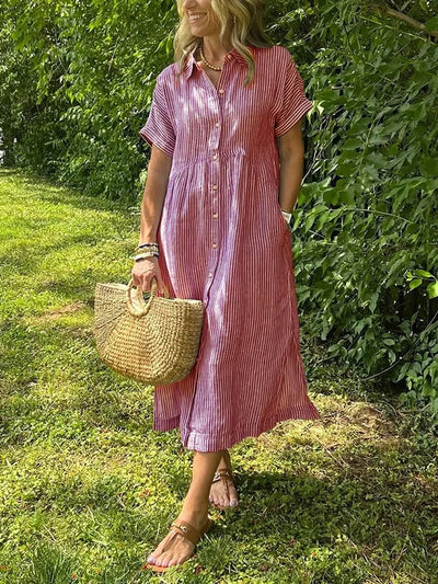 Reeta | Striped Shirt Dress with Pockets