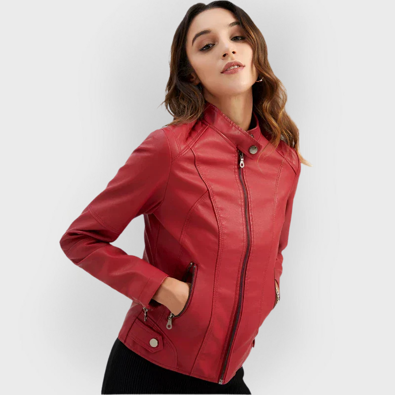 Pia | Minimalist Smooth Leather Jacket