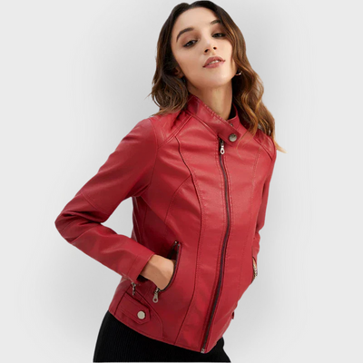 Pia | Minimalist Smooth Leather Jacket