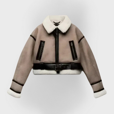 Pia | Versatile Khaki Leather Jacket