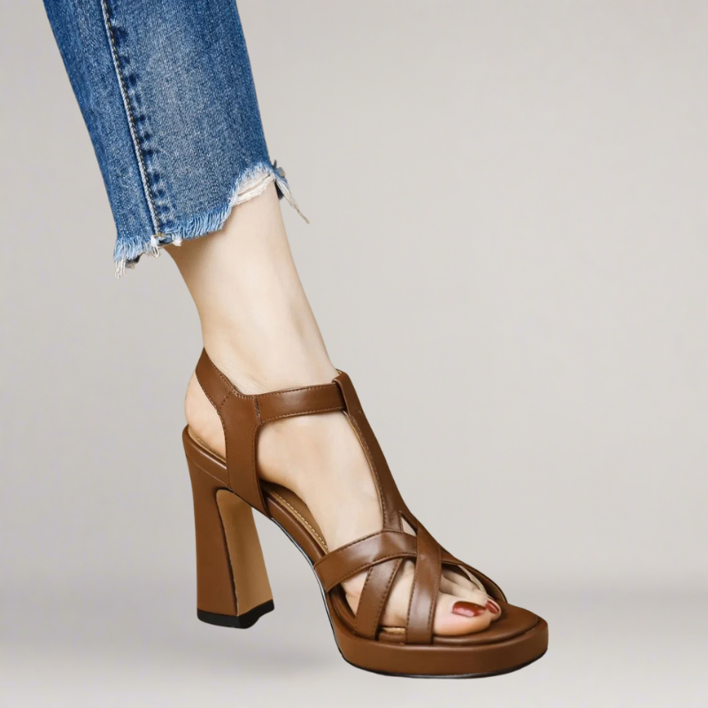 Amalfi | Artisan sandal in eco-leather with high heel
