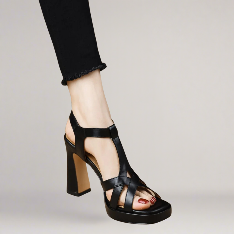 Amalfi | Artisan sandal in eco-leather with high heel