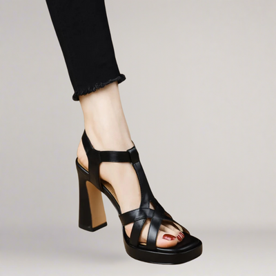 Amalfi | Artisan sandal in eco-leather with high heel