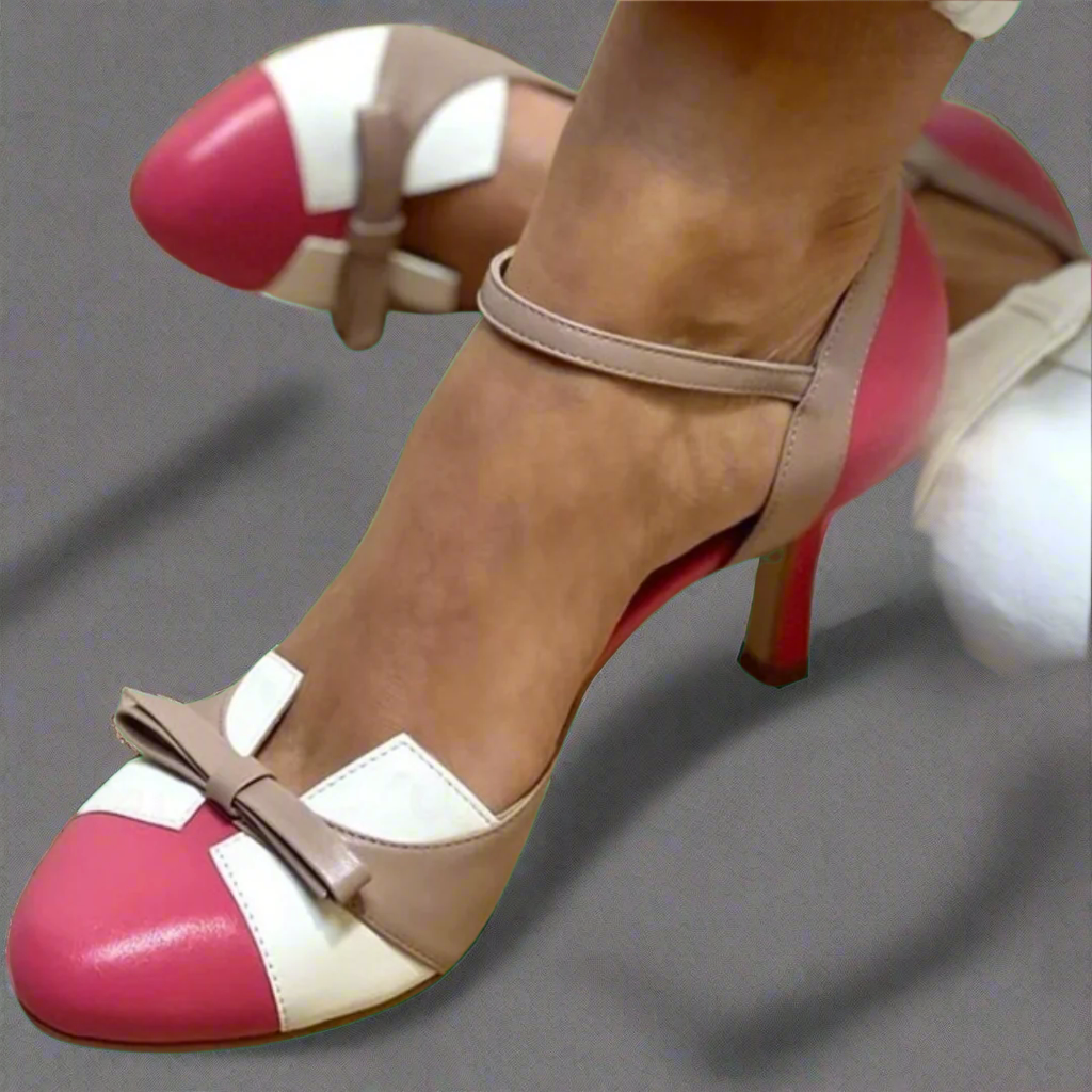 LUCINDA | Elegant colour block décolleté with a lovely ribbon embellishment