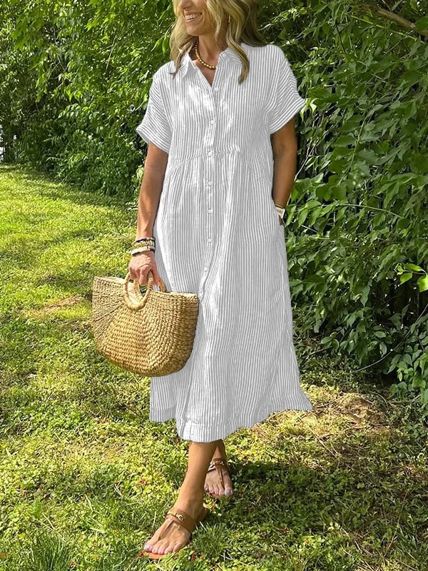 Reeta | Striped Shirt Dress with Pockets