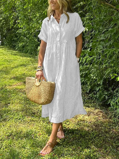 Reeta | Striped Shirt Dress with Pockets