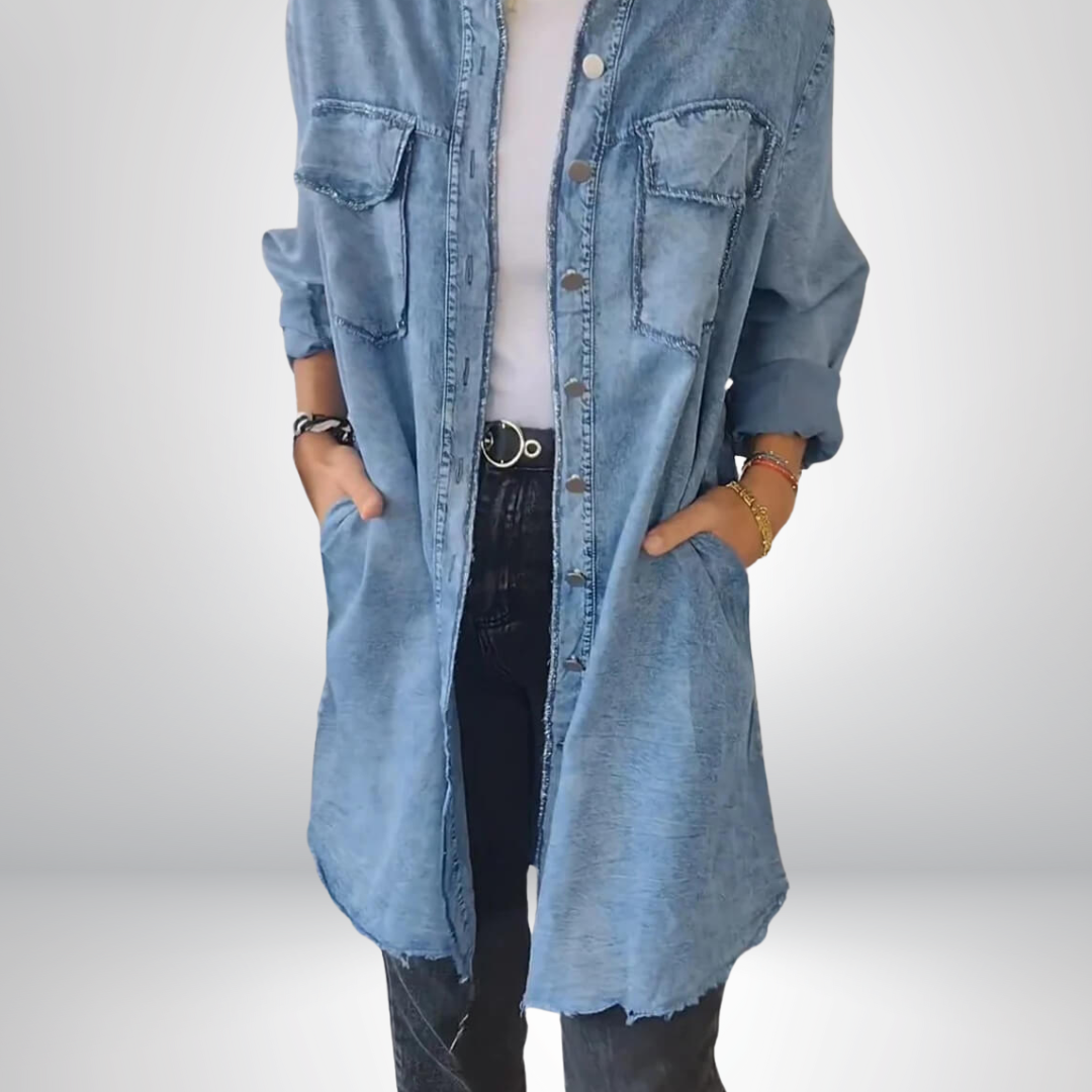 Liv - Long-sleeved denim jacket with classic collar