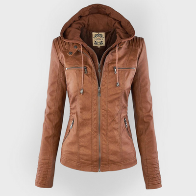 Franci | Stylish Leather Jacket with Hood