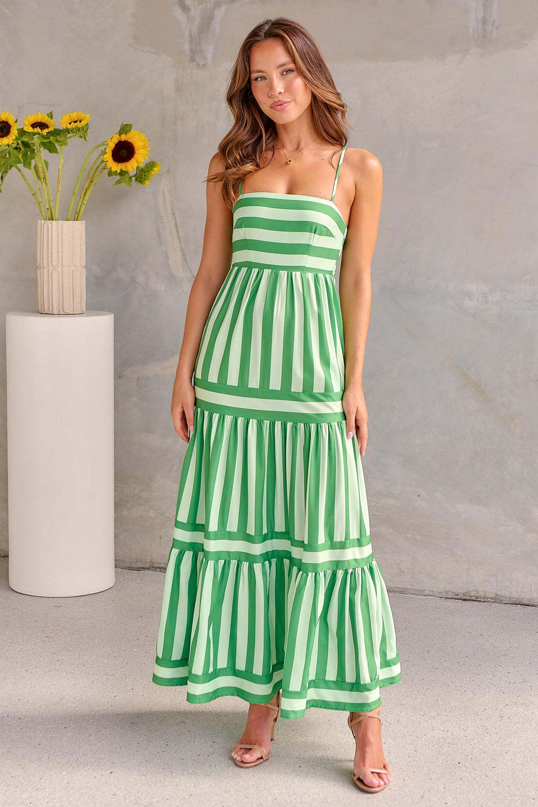 Marisol | Striped maxi dress with straps and pockets