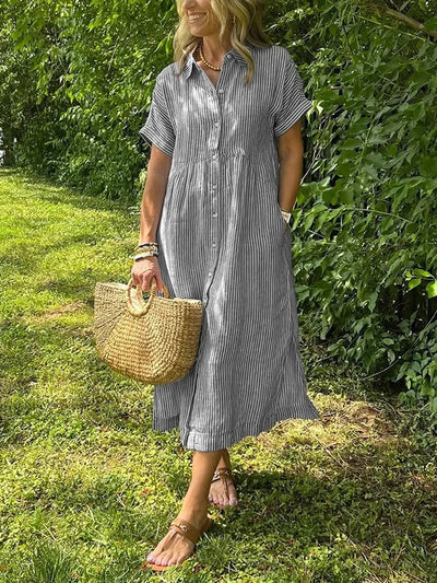 Reeta | Striped Shirt Dress with Pockets