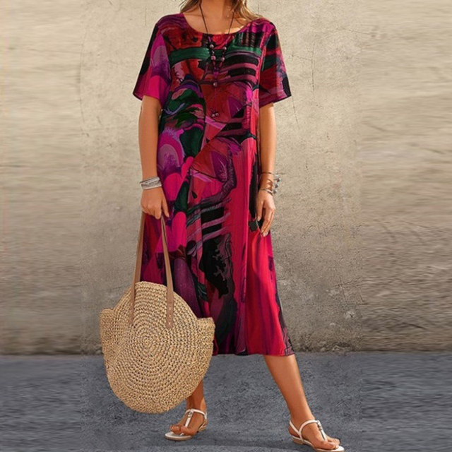 Serafina | Chic Midi Dress Featuring Abstract Print