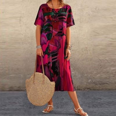 Serafina | Chic Midi Dress Featuring Abstract Print