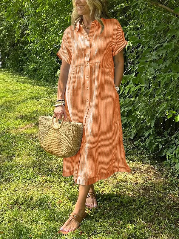 Reeta | Striped Shirt Dress with Pockets