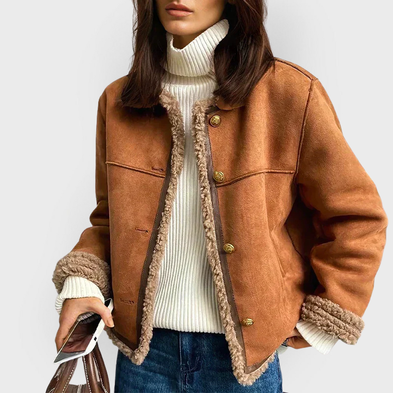 Pia | Warm Brown Leather Jacket