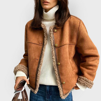 Pia | Warm Brown Leather Jacket