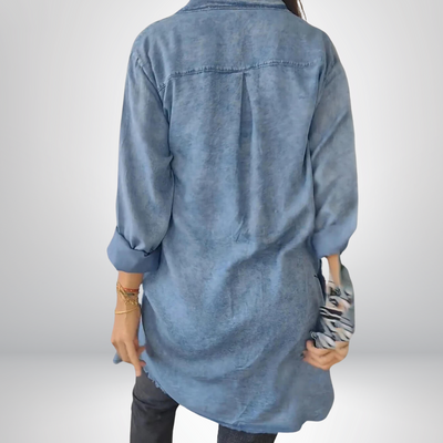 Liv - Long-sleeved denim jacket with classic collar