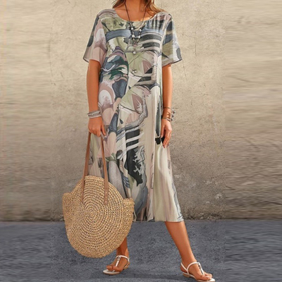 Serafina | Chic Midi Dress Featuring Abstract Print