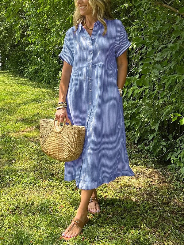 Reeta | Striped Shirt Dress with Pockets