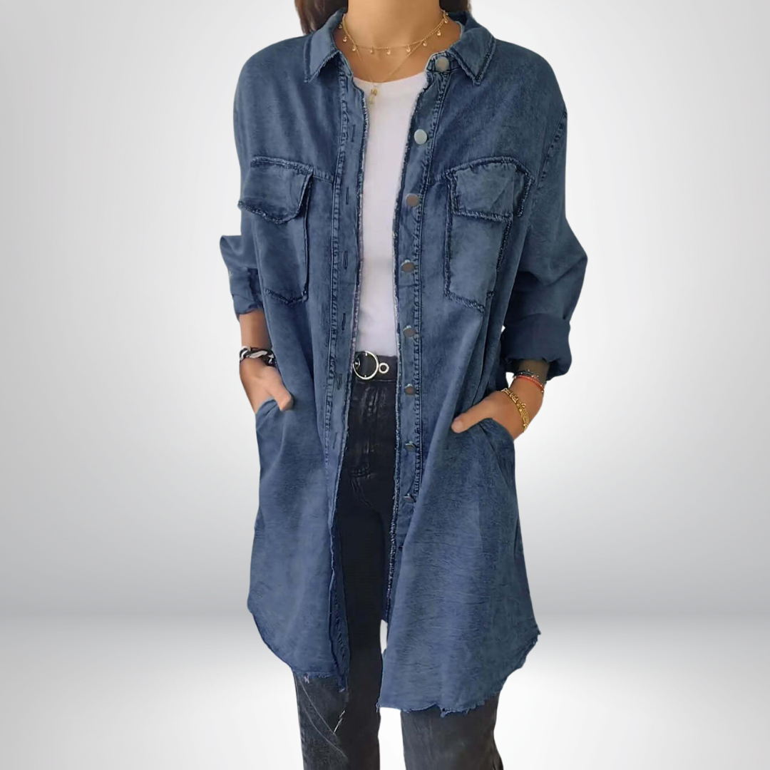 Liv - Long-sleeved denim jacket with classic collar