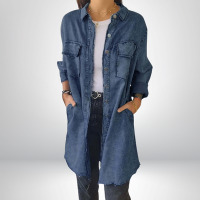 Liv - Long-sleeved denim jacket with classic collar