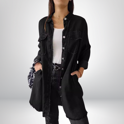 Liv - Long-sleeved denim jacket with classic collar