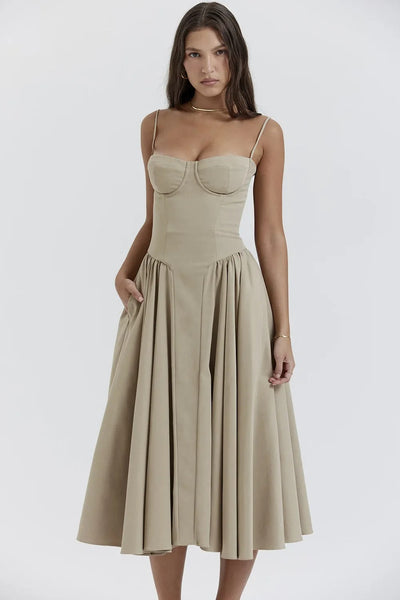 Sleeveless Midi Dress with Corset Fit – Attractive Fit