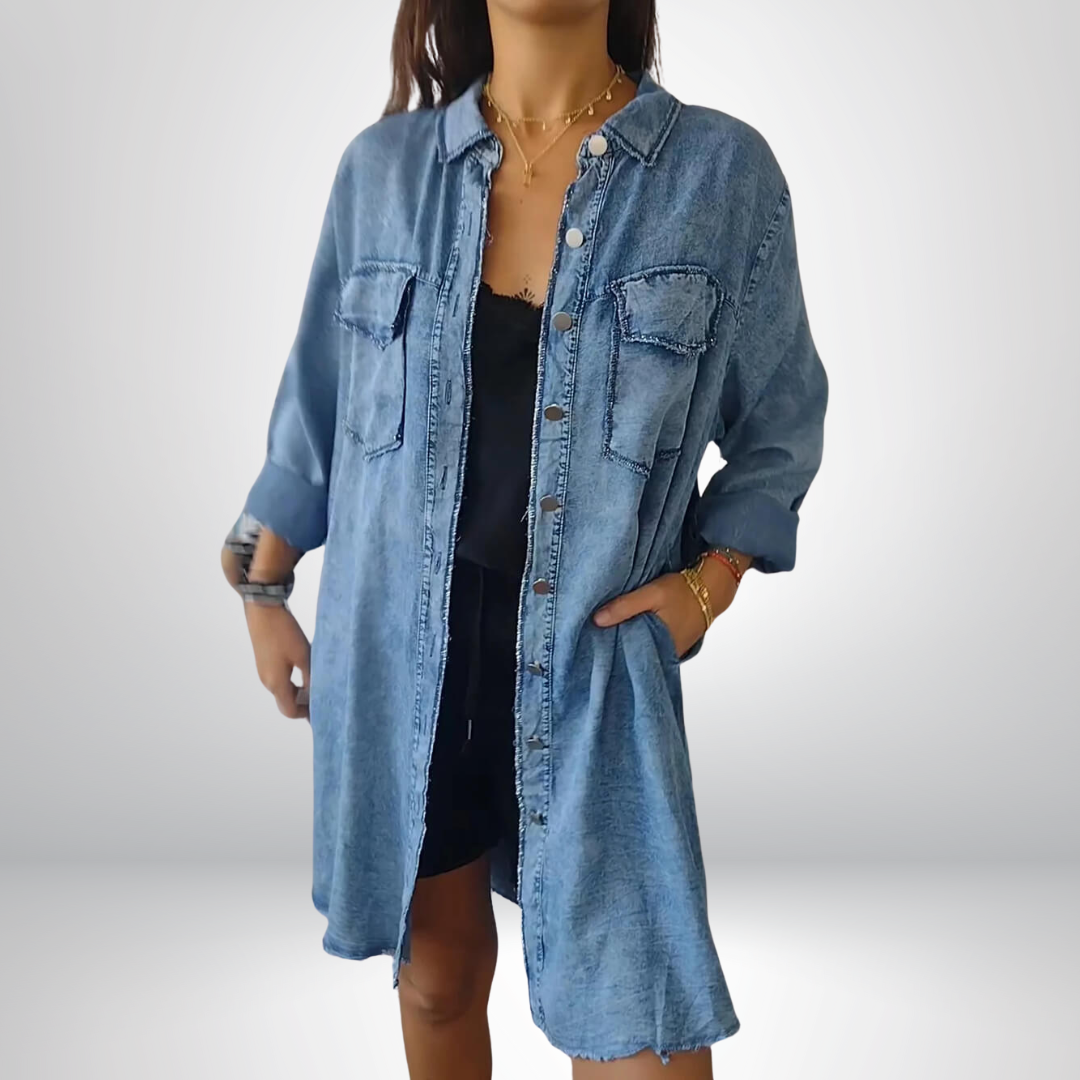 Liv - Long-sleeved denim jacket with classic collar
