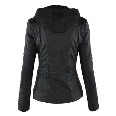 Pia | Modern Leather Jacket with Hood