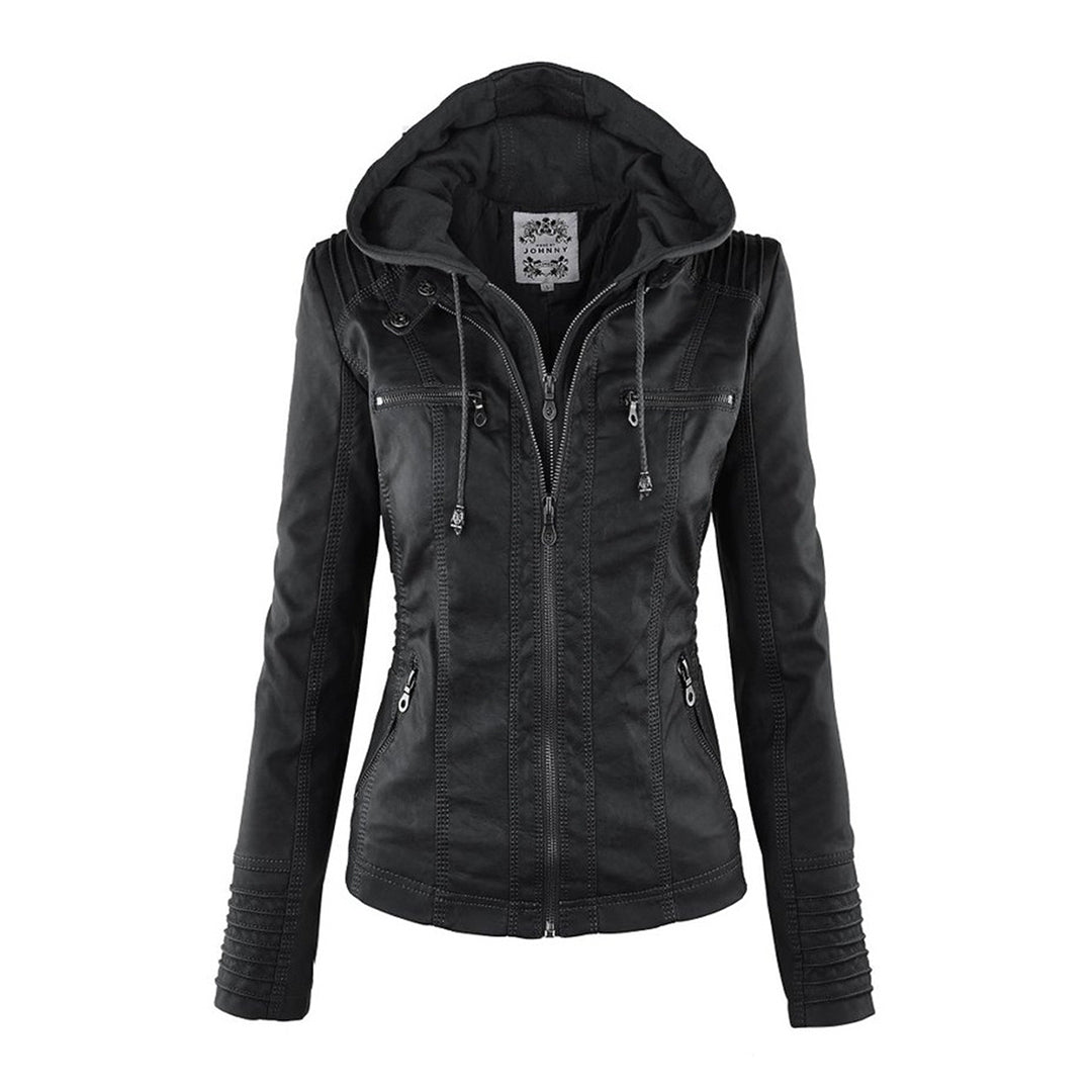 Franci | Stylish Leather Jacket with Hood