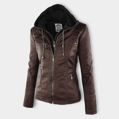 Franci | Stylish Leather Jacket with Hood