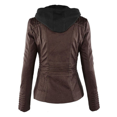 Franci | Stylish Leather Jacket with Hood