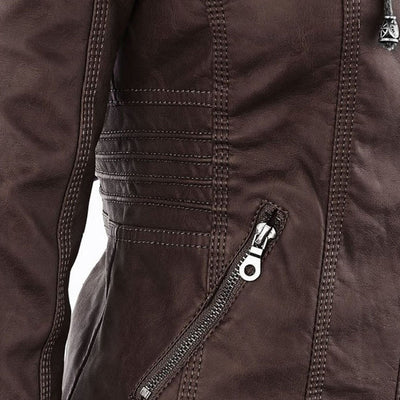 Franci | Stylish Leather Jacket with Hood