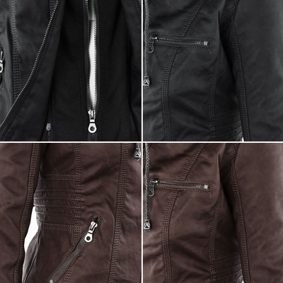 Franci | Stylish Leather Jacket with Hood