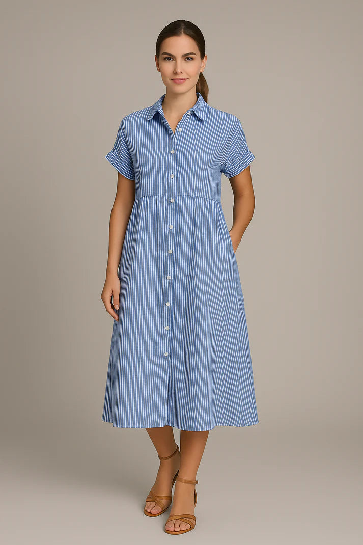 Reeta | Striped Shirt Dress with Pockets