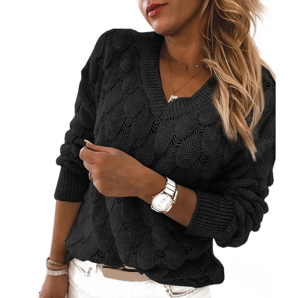 Lena V-Neck Knit Sweater