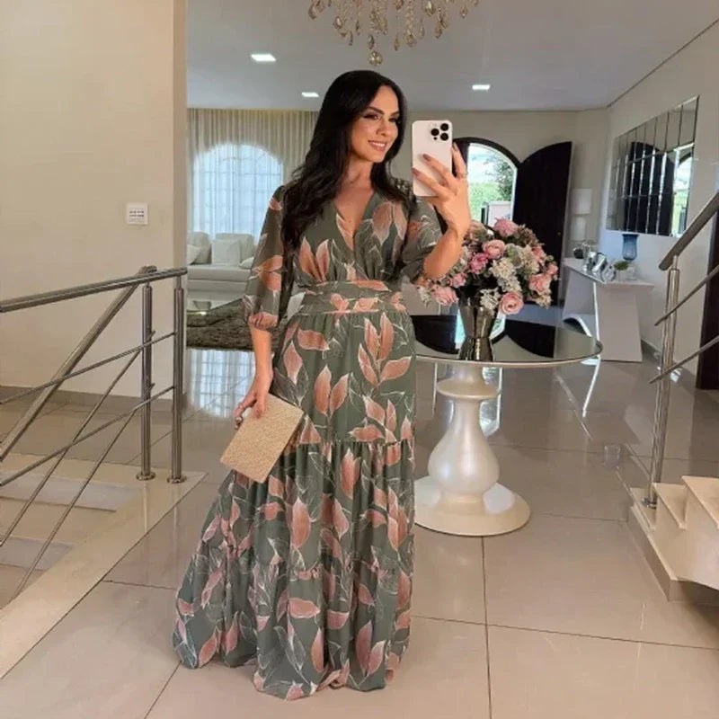 Camille | Long floral dress with a comfortable fit for elegant days