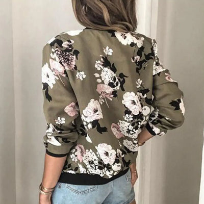 Hazel | Trendy Floral Print Bomber Jacket