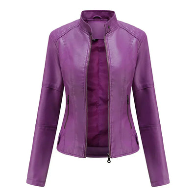 Pia | Minimalist Smooth Leather Jacket