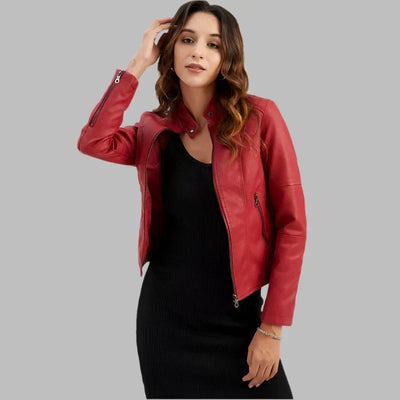 Pia | Minimalist Smooth Leather Jacket