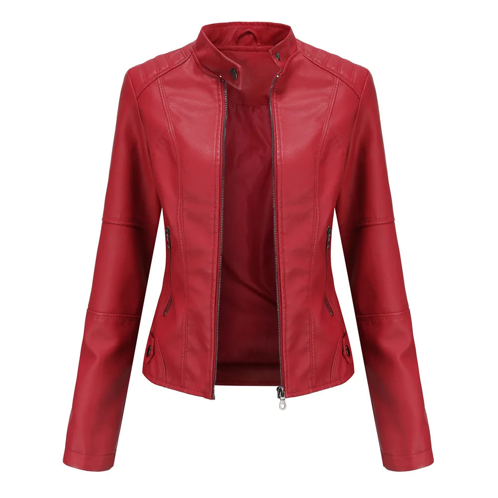 Pia | Minimalist Smooth Leather Jacket