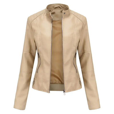 Pia | Minimalist Smooth Leather Jacket
