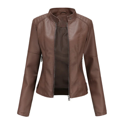 Pia | Minimalist Smooth Leather Jacket
