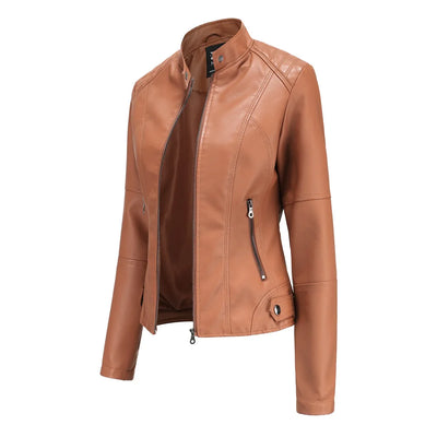 Pia | Minimalist Smooth Leather Jacket