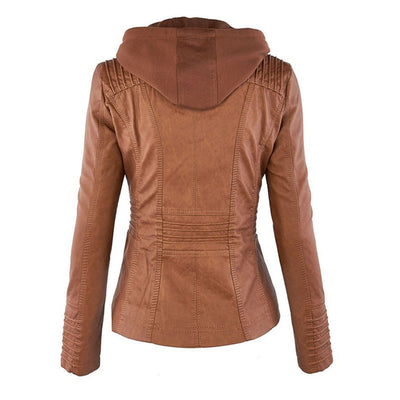 Franci | Stylish Leather Jacket with Hood