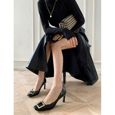 Teona™ | Elegant square-toe sandals with mid heel for a refined style