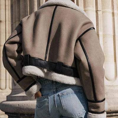 Pia | Versatile Khaki Leather Jacket