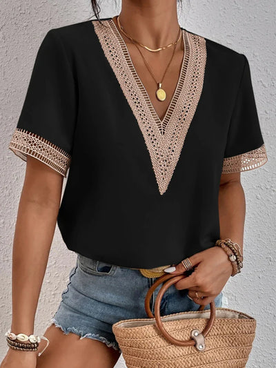 Davina | Chic Blouse Featuring Exquisite Lace Accents