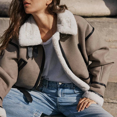 Pia | Versatile Khaki Leather Jacket